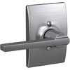 image:imageSchlage F10 LAT 622 CEN Latitude Door Lever with Century Trim Hall amp Closet Passage Lock Matte BlackSatin Chrome
