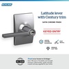 image:imageSchlage F10 LAT 622 CEN Latitude Door Lever with Century Trim Hall amp Closet Passage Lock Matte BlackSatin Chrome
