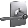 image:imageSchlage F10 LAT 622 CEN Latitude Door Lever with Century Trim Hall amp Closet Passage Lock Matte BlackSatin Chrome