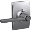 image:imageSchlage F10 LAT 622 CEN Latitude Door Lever with Century Trim Hall amp Closet Passage Lock Matte BlackSatin Chrome