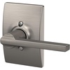 image:imageSchlage F10 LAT 622 CEN Latitude Door Lever with Century Trim Hall amp Closet Passage Lock Matte BlackSatin Nickel
