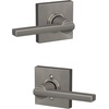 image:imageSchlage F10 LAT 622 CEN Latitude Door Lever with Century Trim Hall amp Closet Passage Lock Matte BlackSatin Nickel