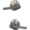 image:imageSchlage F10 LAT 622 CEN Latitude Door Lever with Century Trim Hall amp Closet Passage Lock Matte BlackSatin Nickel