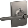 image:imageSchlage F10 LAT 622 CEN Latitude Door Lever with Century Trim Hall amp Closet Passage Lock Matte BlackSatin Nickel