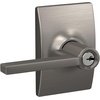 image:imageSchlage F10 LAT 622 CEN Latitude Door Lever with Century Trim Hall amp Closet Passage Lock Matte BlackSatin Nickel