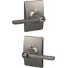 image:imageSchlage F10 LAT 622 CEN Latitude Door Lever with Century Trim Hall amp Closet Passage Lock Matte BlackSatin Nickel