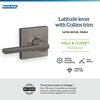 image:imageSchlage F10 LAT 622 CEN Latitude Door Lever with Century Trim Hall amp Closet Passage Lock Matte BlackSatin Nickel
