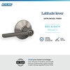 image:imageSchlage F10 LAT 622 CEN Latitude Door Lever with Century Trim Hall amp Closet Passage Lock Matte BlackSatin Nickel