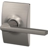 image:imageSchlage F10 LAT 622 CEN Latitude Door Lever with Century Trim Hall amp Closet Passage Lock Matte BlackSatin Nickel