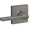 image:imageSchlage F10 LAT 622 CEN Latitude Door Lever with Century Trim Hall amp Closet Passage Lock Matte BlackSatin Nickel