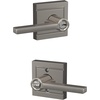 image:imageSchlage F10 LAT 622 CEN Latitude Door Lever with Century Trim Hall amp Closet Passage Lock Matte BlackSatin Nickel