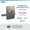 image:imageSchlage F10 LAT 622 CEN Latitude Door Lever with Century Trim Hall amp Closet Passage Lock Matte BlackSatin Nickel