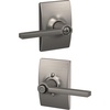 image:imageSchlage F10 LAT 622 CEN Latitude Door Lever with Century Trim Hall amp Closet Passage Lock Matte BlackSatin Nickel
