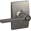 image:imageSchlage F10 LAT 622 CEN Latitude Door Lever with Century Trim Hall amp Closet Passage Lock Matte BlackSatin Nickel