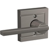 image:imageSchlage F10 LAT 622 CEN Latitude Door Lever with Century Trim Hall amp Closet Passage Lock Matte BlackSatin Nickel
