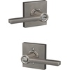 image:imageSchlage F10 LAT 622 CEN Latitude Door Lever with Century Trim Hall amp Closet Passage Lock Matte BlackSatin Nickel