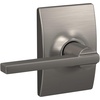 image:imageSchlage F10 LAT 622 CEN Latitude Door Lever with Century Trim Hall amp Closet Passage Lock Matte BlackSatin Nickel