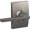 image:imageSchlage F10 LAT 622 CEN Latitude Door Lever with Century Trim Hall amp Closet Passage Lock Matte BlackSatin Nickel