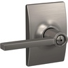image:imageSchlage F10 LAT 622 CEN Latitude Door Lever with Century Trim Hall amp Closet Passage Lock Matte BlackSatin Nickel