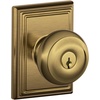 image:imageSchlage F40 GEO 622 ADD Georgian Door Knob with Addison Trim Bed amp Bath Privacy Lock Matte BlackAntique Brass