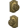 image:imageSchlage F40 GEO 622 ADD Georgian Door Knob with Addison Trim Bed amp Bath Privacy Lock Matte BlackAntique Brass