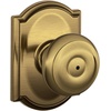 image:imageSchlage F40 GEO 622 ADD Georgian Door Knob with Addison Trim Bed amp Bath Privacy Lock Matte BlackAntique Brass