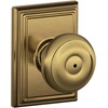 image:imageSchlage F40 GEO 622 ADD Georgian Door Knob with Addison Trim Bed amp Bath Privacy Lock Matte BlackAntique Brass