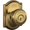 image:imageSchlage F40 GEO 622 ADD Georgian Door Knob with Addison Trim Bed amp Bath Privacy Lock Matte BlackAntique Brass