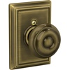 image:imageSchlage F40 GEO 622 ADD Georgian Door Knob with Addison Trim Bed amp Bath Privacy Lock Matte BlackAntique Brass