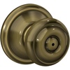 image:imageSchlage F40 GEO 622 ADD Georgian Door Knob with Addison Trim Bed amp Bath Privacy Lock Matte BlackAntique Brass