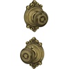 image:imageSchlage F40 GEO 622 ADD Georgian Door Knob with Addison Trim Bed amp Bath Privacy Lock Matte BlackAntique Brass