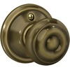 image:imageSchlage F40 GEO 622 ADD Georgian Door Knob with Addison Trim Bed amp Bath Privacy Lock Matte BlackAntique Brass