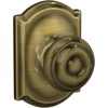 image:imageSchlage F40 GEO 622 ADD Georgian Door Knob with Addison Trim Bed amp Bath Privacy Lock Matte BlackAntique Brass