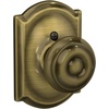 image:imageSchlage F40 GEO 622 ADD Georgian Door Knob with Addison Trim Bed amp Bath Privacy Lock Matte BlackAntique Brass