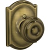 image:imageSchlage F40 GEO 622 ADD Georgian Door Knob with Addison Trim Bed amp Bath Privacy Lock Matte BlackAntique Brass