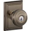 image:imageSchlage F40 GEO 622 ADD Georgian Door Knob with Addison Trim Bed amp Bath Privacy Lock Matte BlackAntique Pewter