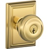 image:imageSchlage F40 GEO 622 ADD Georgian Door Knob with Addison Trim Bed amp Bath Privacy Lock Matte BlackBright Brass