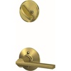image:imageSchlage F59 LAT 619 Latitude Interior Lever with Deadbolt Satin Nickel Interior Half OnlySatin Brass