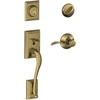 image:imageSchlage F60 ADD 622 GEO Addison Front Entry Handleset with Georgian Knob Deadbolt Keyed 1 Side Matte BlackAntique Brass