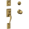 image:imageSchlage F60 ADD 622 GEO Addison Front Entry Handleset with Georgian Knob Deadbolt Keyed 1 Side Matte BlackAntique Brass
