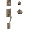 image:imageSchlage F60 ADD 622 GEO Addison Front Entry Handleset with Georgian Knob Deadbolt Keyed 1 Side Matte BlackAntique Pewter