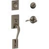 image:imageSchlage F60 ADD 622 GEO Addison Front Entry Handleset with Georgian Knob Deadbolt Keyed 1 Side Matte BlackAntique Pewter