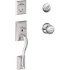 image:imageSchlage F60 ADD 622 GEO Addison Front Entry Handleset with Georgian Knob Deadbolt Keyed 1 Side Matte BlackBright Chrome