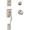 image:imageSchlage F60 ADD 622 GEO Addison Front Entry Handleset with Georgian Knob Deadbolt Keyed 1 Side Matte BlackSatin Nickel
