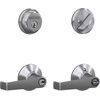 image:imageSchlage FB50 CSV ELA 626 Single Cylinder Deadbolt and Keyed Entry Elan Lever Satin Chrome