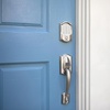 image:imageSchlage FE285 CAM 619 GEO Camelot Front Entry Handleset with Georgian Knob Lower Half Grip Satin Nickel