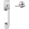 image:imageSchlage FE285 CEN 622 LAT Century Front Entry Handleset with Latitude Lever Lower Half Grip Matte BlackBright Chrome
