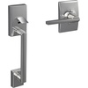 image:imageSchlage FE285 CEN 622 LAT Century Front Entry Handleset with Latitude Lever Lower Half Grip Matte BlackBright Chrome