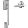 image:imageSchlage FE285 CEN 622 LAT Century Front Entry Handleset with Latitude Lever Lower Half Grip Matte BlackSatin Chrome