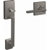 image:imageSchlage FE285 CEN 622 LAT Century Front Entry Handleset with Latitude Lever Lower Half Grip Matte BlackSatin Nickel